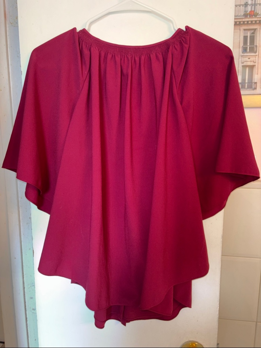 leifsdottir Raspberry Button-Front Flutter Sleeve Blouse - Picture 7 of 7